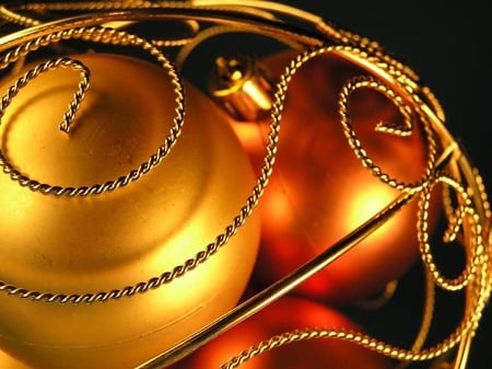 Christmas Gold - winter, decoration, ball, ornament, gold, christmas, holiday, seasonal, golden