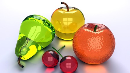 Glass Fruits - cherries, orange, apple, pear