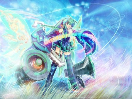 Hatsune Miku - vocaloid, miku, blue, blue hair, girl, hatsune miku, light