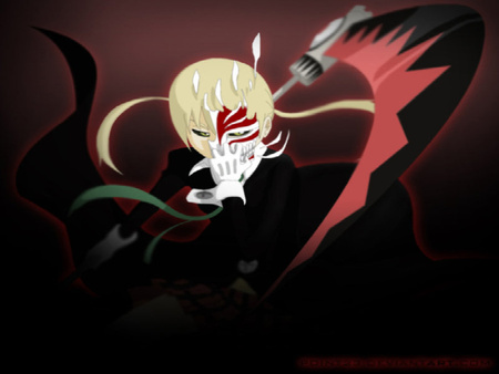 maka in hollow ask - women, anime girl, female, soul eater, hollow, maka, mask, bleach, blond