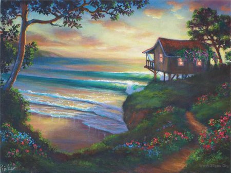 Painting - sunset, nature, beach, painting