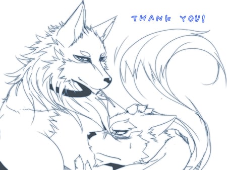 furry thank you - furry, white, wolf, thank you, blue