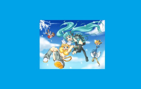 the new adition - len, rin, miuko, miku, kaito, fly