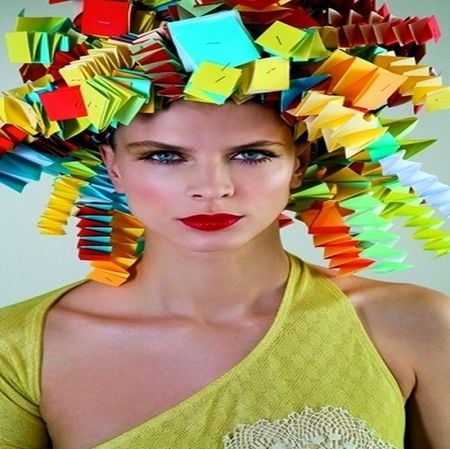 COLORFUL HEAD ART - head, colorful, woman, decor, model, art