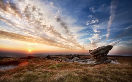 Sunset - landscape, clouds, beautiful, amazing, nature, sun