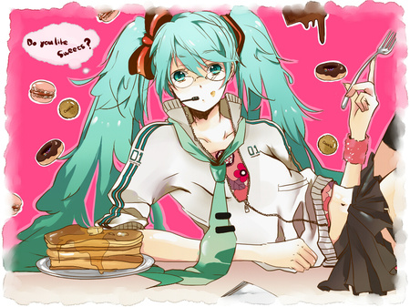 yum? - sweets, hatsune miku, food, vocaloid