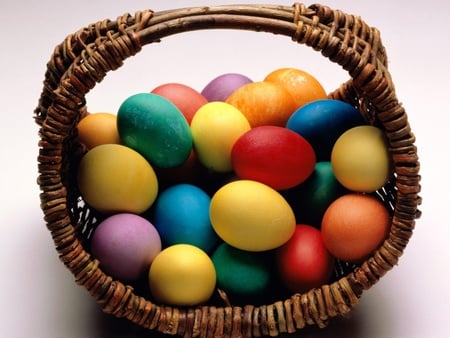 eggs_in_a_basket - easter, gift, basket, 3d, eggs, color