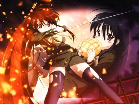 Shana - manga, anime, fire, malon bread, girl, shana, sword, long hair