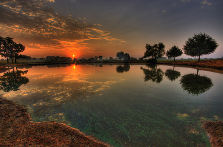 Sunrise reflections - sunrise, lake, water, reflection