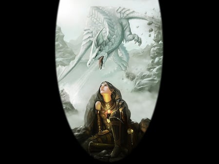 White Dragon - white, dragon, female, fantasy