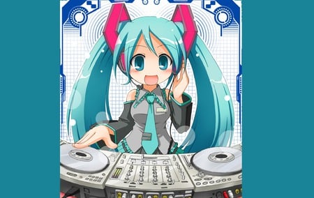 miku updated - dj, miku, disco, blue