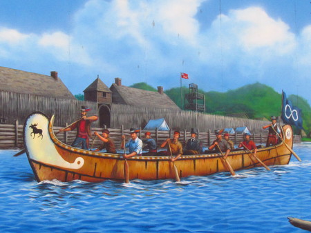 Metis Voyageurs wall mural - voyageurs, canoe, mural, wall