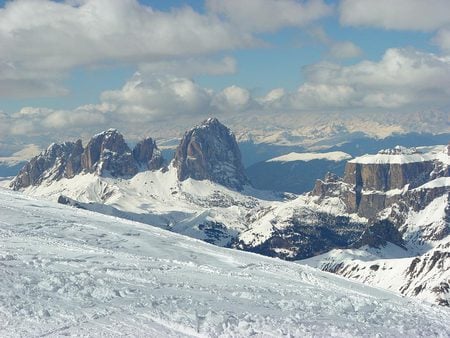 Italian Dolomites - clouds, high, snow, mountains, sky