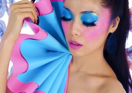 MAGICAL  MAKEUP - pretty, lashes, blue, woman, model, makeup, magical, pink