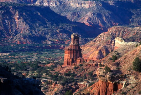 Lighthouse Rock, Texas - rock, mountains, vegetation, canyon