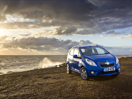 Spark-16 - auto, beach, car, blue