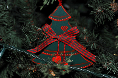 Christmas tree - christmas, ornament, red, tree