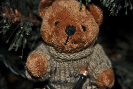 Christmas time - ornaments, christmas, teddy bear, tree