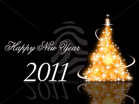 Happy New Year - happy new year, gold tree, 2011, greeting