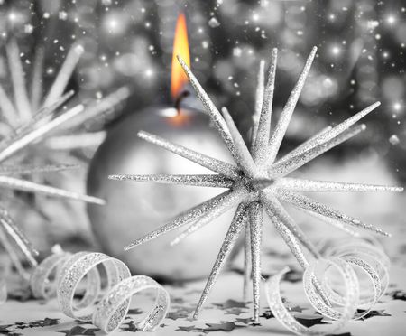 New Year decorations - ball, balls, photography, garland, holidays, lovely, christmas, new year, silver, cute, candles, decorations