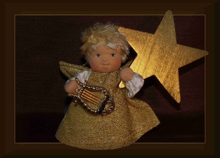 Christmas Time for my friend cheryl63 - star, christmas doll, lightining, beautiful, gold