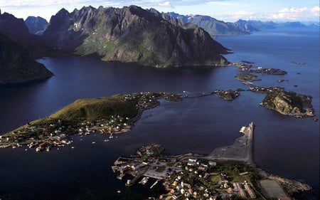 Lofoten Islands, Norway - sky, rocks, vegetation, water, islands, blue