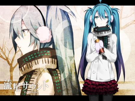 All Alone - aqua, music, thighhighs, white, cold, cool, aqua eyes, hatsune miku, skirt, song, scarf, snowflakes, vocaloids, program, vocaloid, beautiful, snow, soda, diva, nice, beauty, trees, twintail, singer, aqua hair, virtual, pretty, idol, anime, miku, cute, girl, sad, winter, can, christmas, hatsune, warm, red, awesome