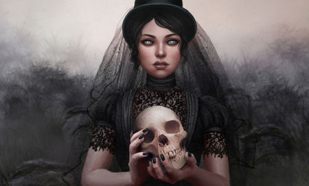 Fantasy - skull, girl, fantasy, female