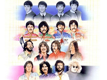 The Beatles - collage, music, classic-rock, stages