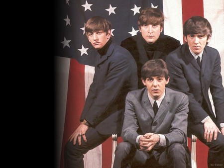 Beatles - classic rock, us flag, musicians