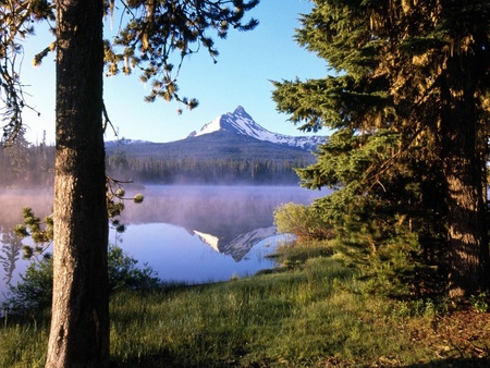 big lake at sunrise - lake