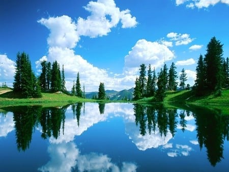 Lake - clouds, trees, blue, beautiful, nature, alpine, lake, colorado, lakes, sky