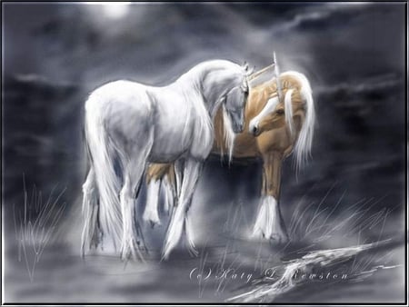 Memories - abstract, horse, unicorns, fantasy horse, stallion, fantasy