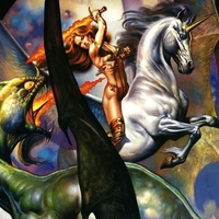 Unicorn vs Green Dragon-Boris Vallejo