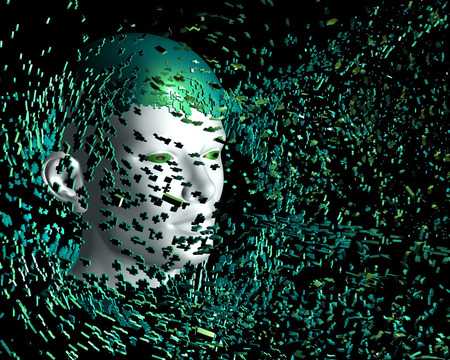 Change - face, fractal, green, swirling