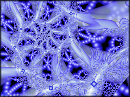 Etcetera - white, blue, diamonds, squares, fractal