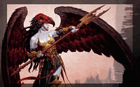 Dark Angel - warrior, helmet, trident, wings