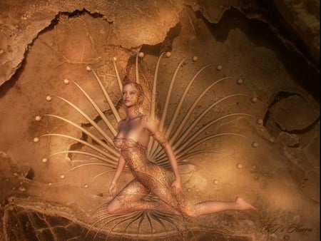 Golden Fantasy - woman, fantasy, gold