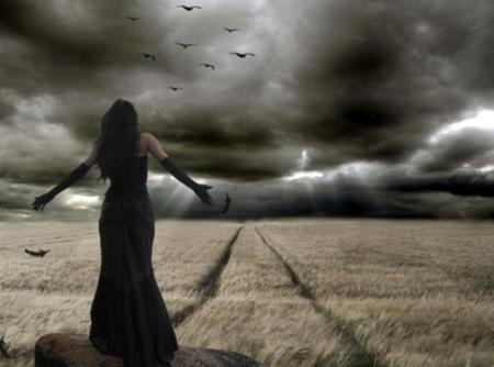 dramatic sky - dramatic, nature, woman, sky