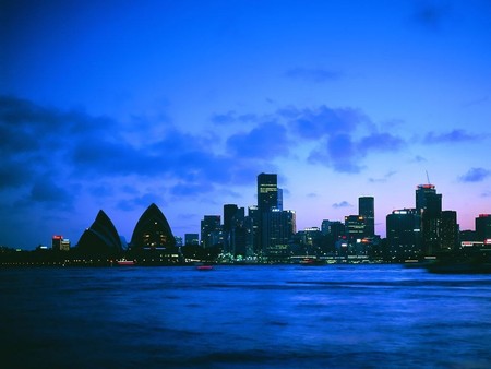 a night in the sydney - sydney, archictecture, nature, city, ocean, sky