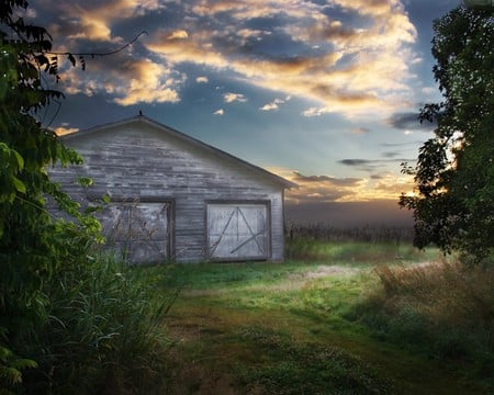 Garage - sky, house, garage, nature