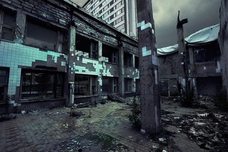 tetris building - apocalypse, death, building, russia, destruction, desolation, tetris, run, zombies, empty, down, abandoned, novosibirks, decay, doom, siberia