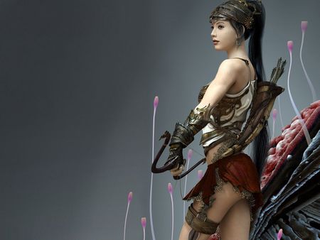 Huntress (Artwork) - and, 3d and cg, artwork, kjun and, weapon, huntress, fantasy