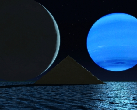 Pyramid Dream - planets, pyramid, dream, space, neptune