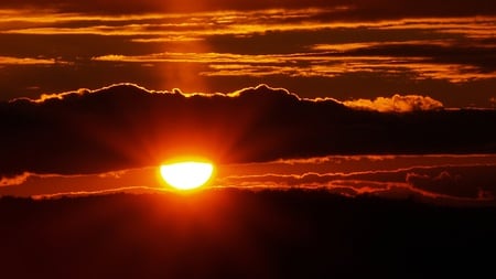 Beautiful Sky - cloud, black, clouds, golden, sun