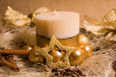 Christmas candle - ball, balls, photography, garland, gold, holidays, lovely, stars, christmas, new year, cute, candles, decorations, golden