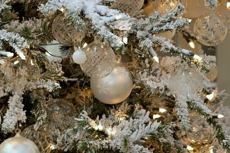 Christmas tree - new year, candles, photography, ball, lovely, christmas, garland, christmas tree, balls, holidays, red, decorations, cute