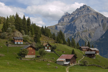 Beautiful Switzerland - nature, village, alpine, forest, clouds, beautiful, green, mountains