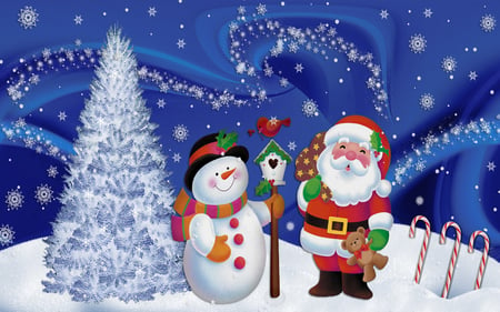 HooHoo Christmas Rerun - santa, snowman, snow, tree, christmas