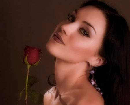 Red rose - sexy, girl, rose, model